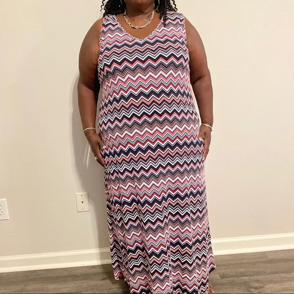 Sjs Dresses | Red White And Blue Maxi Dress | Color: Blue/Red | Size: 2x | Abel6583's Closet